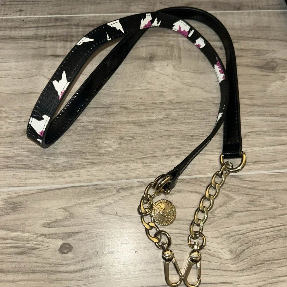 Juicy Couture Black Patent Leather Purse Strap Gold Chain Medallion Charm Handle